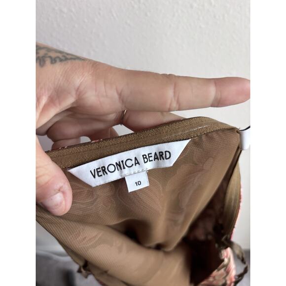 VERONICA BEARD Alberta Halterneck Silk Blend Deep Ochre Multicolored Dress Sz 10 - Picture 10 of 11